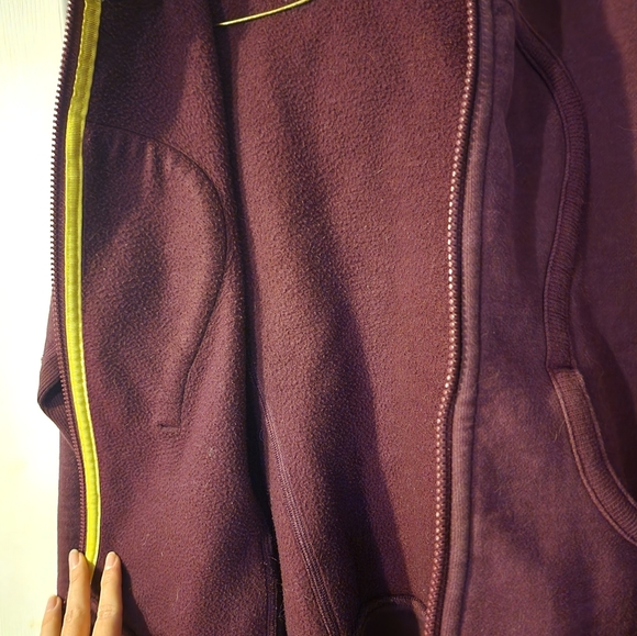 Lululemon Burgundy Scuba Hoodie w/ Lime accent - Picture 5 of 5